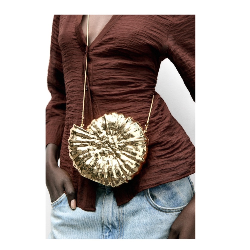 Zara metallic shell clutch